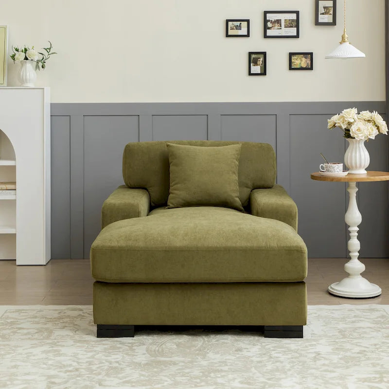 Canapé-lit moderne surdimensionné avec méridienne, style mi-siècle, avec coussin