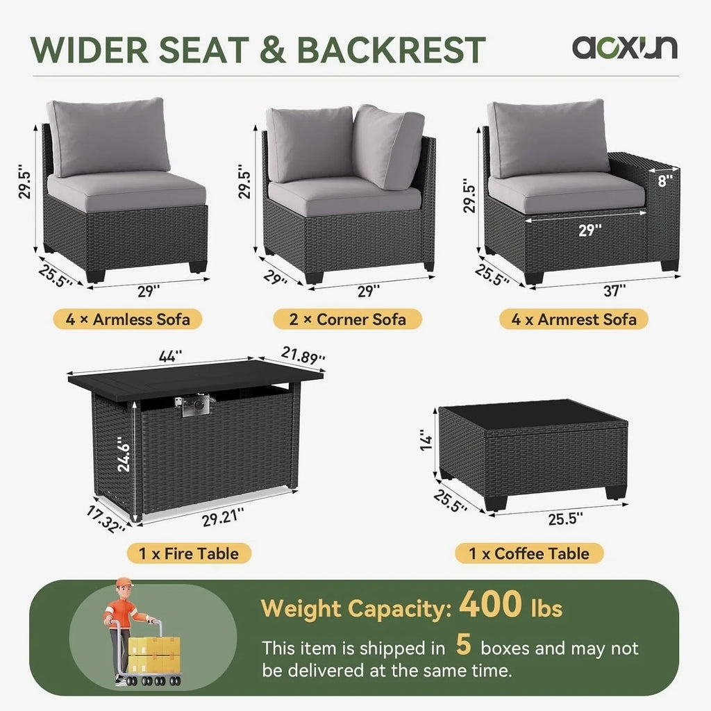 Ensemble de mobilier de terrasse extérieur avec coussins épaissis de 10 cm