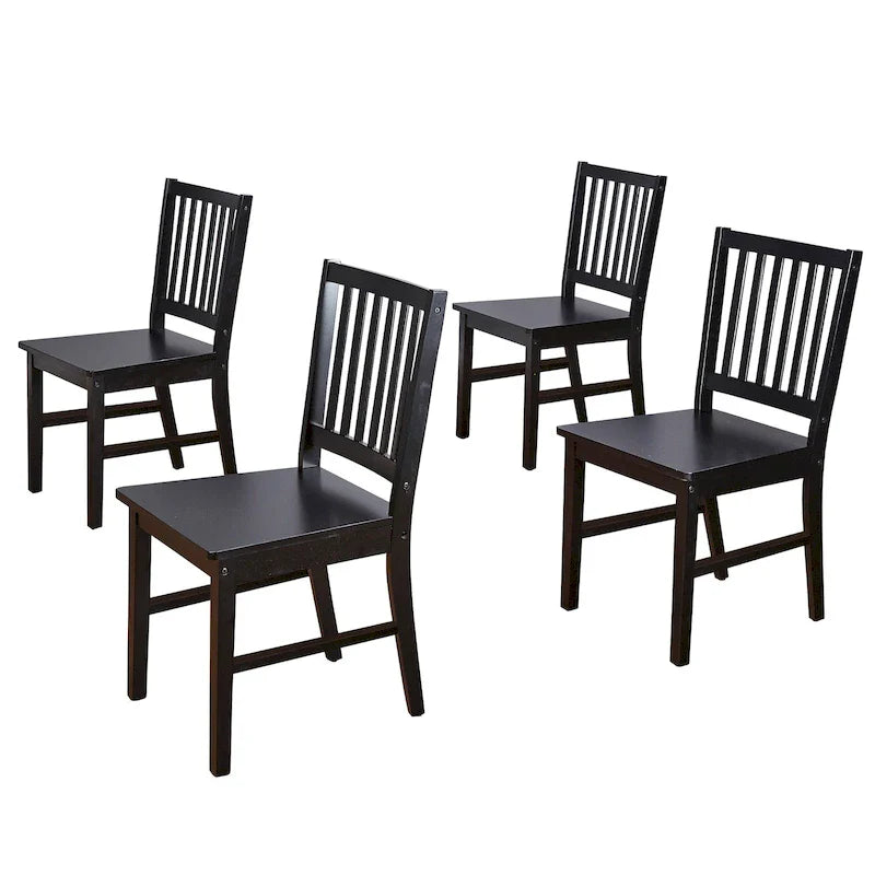 Set aus 4 Esszimmerstühlen aus Massivholz mit Sprossenlehne, stabilem Rahmen, klassischem Design und einfacher Montage