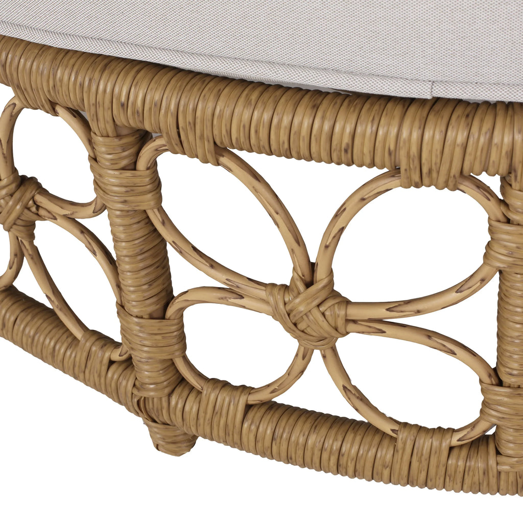Homan Outdoor-Tagesbett aus Polyrattan mit Kissen, Hellbraun und Beige