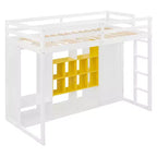 Lit mezzanine pour enfants avec armoire et étagères, cadre de lit mezzanine en bois avec meuble de rangement pour enfants et adolescents