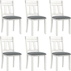 VECELO eetkamerstoelen van massief hout met zitting van linnenstof, set van 2/4/6 eetkamerstoelen