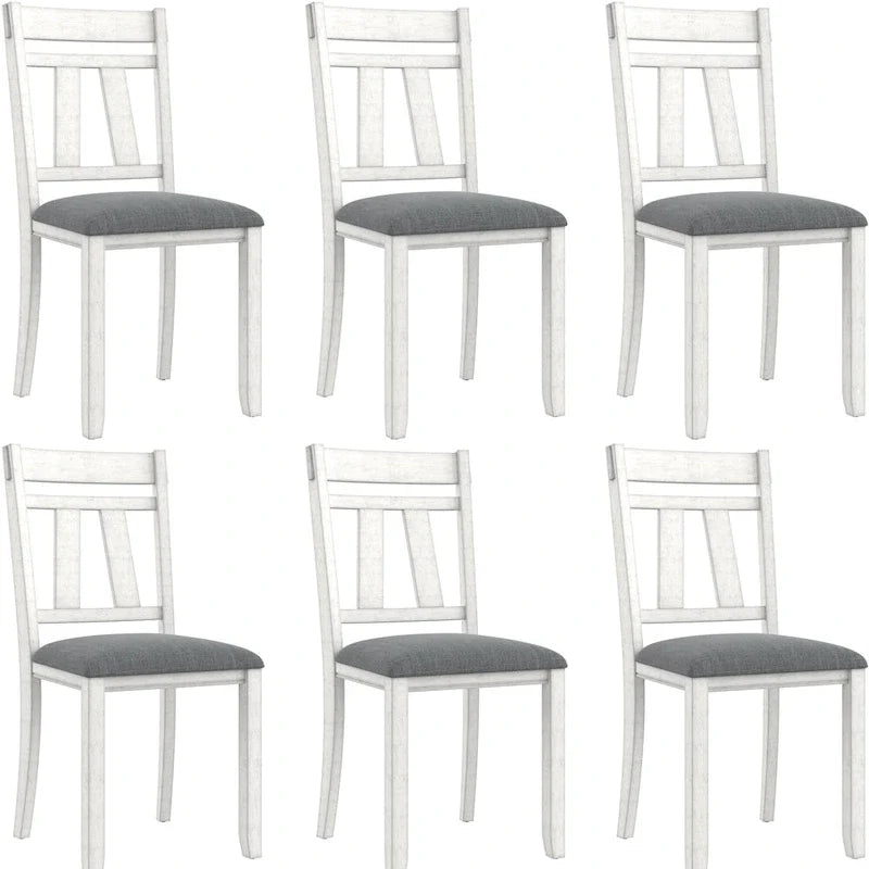 VECELO eetkamerstoelen van massief hout met zitting van linnenstof, set van 2/4/6 eetkamerstoelen