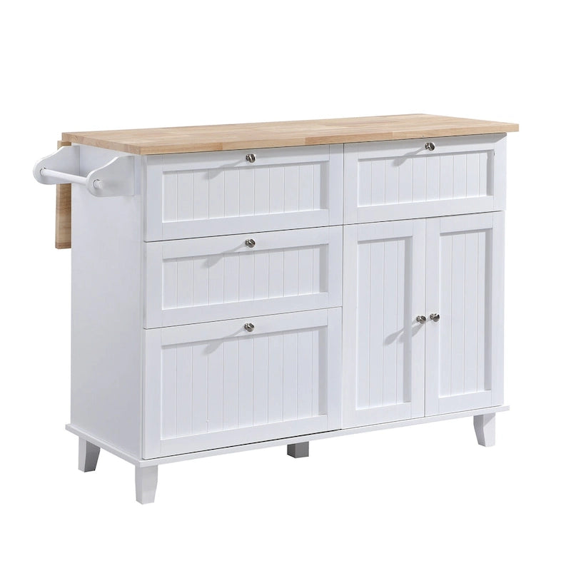 Ensemble îlot de cuisine TOPMAX avec rallonge rabattable et 2 places assises, ensemble table à manger avec étagère réglable, tiroirs et porte-serviettes