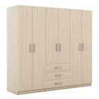 Roupeiro de madeira com 6 portas e gavetas para quarto