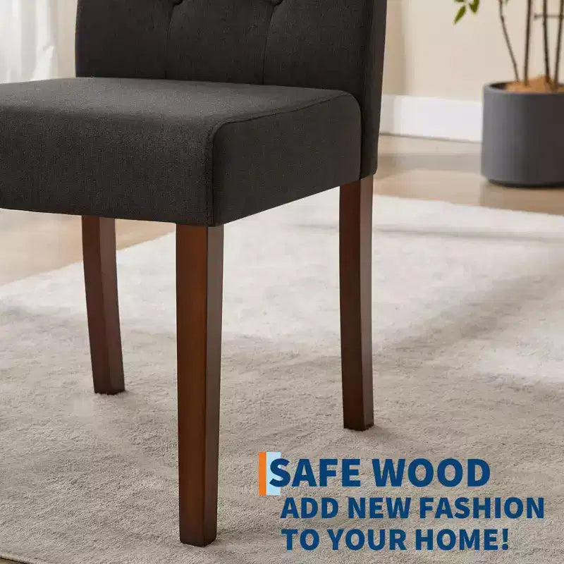 Parsons-Esszimmerstühle mit Knopfheftung, Set aus 6/4 Stück – gepolsterte Küchenstühle aus Stoff mit Holzbeinen und gepolsterten Sitzen – moderner Stil