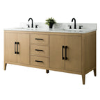 Mobile bagno Vanity Art 72 con doppio lavabo e piano in marmo composito