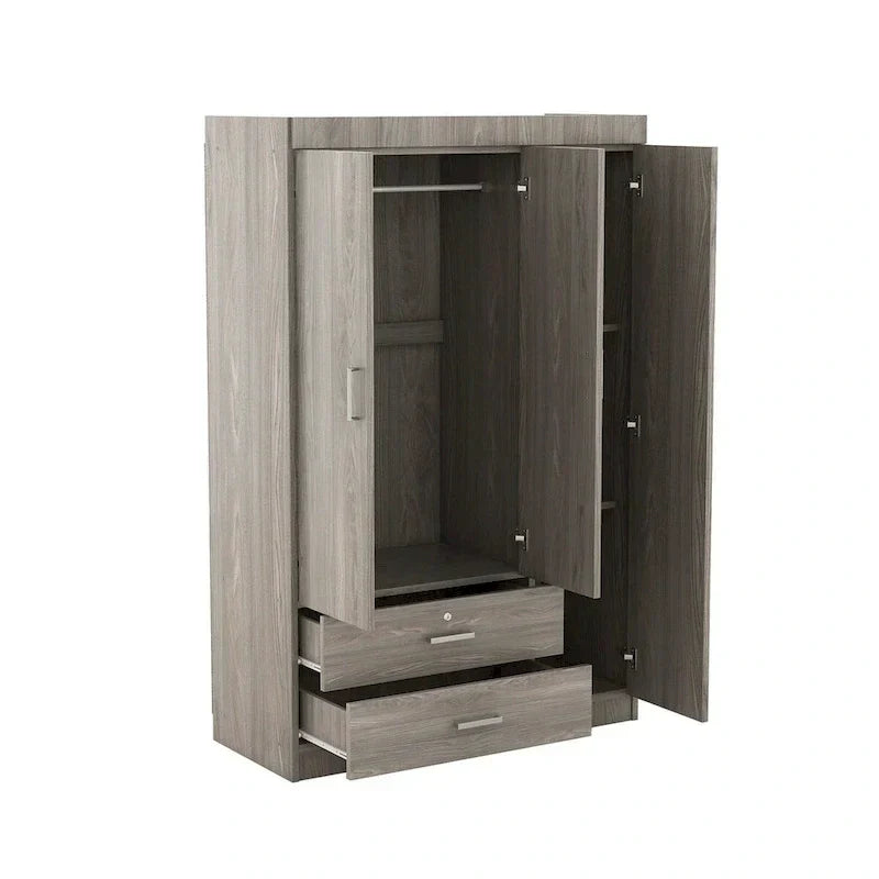 Guarda-roupa com 3 portas e 2 gavetas