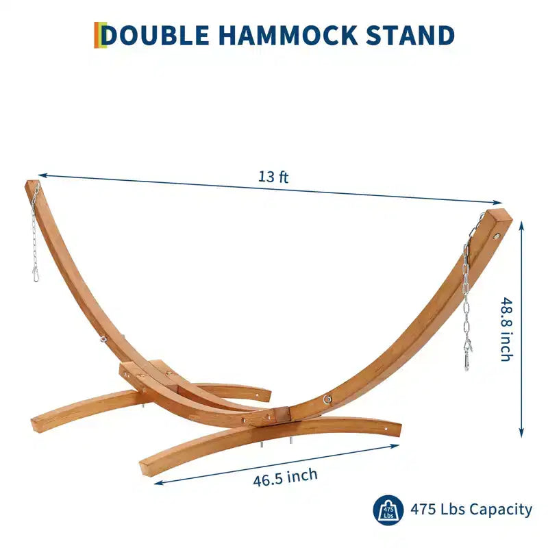 Hängemattengestell aus robustem, wetterfestem Holz, universell einsetzbar, 216 kg Tragkraft, gebogene Form, für Terrasse, Hinterhof und Innenbereich