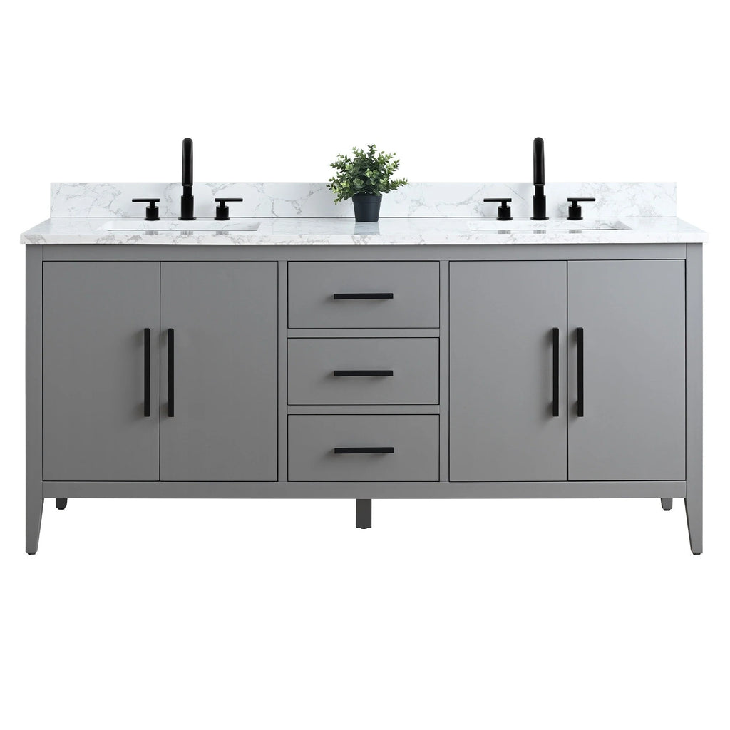 Mobile bagno Vanity Art 72 con doppio lavabo e piano in marmo composito