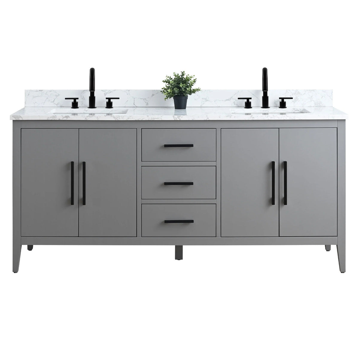 Mobile bagno Vanity Art 72 con doppio lavabo e piano in marmo composito