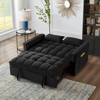Sofá-cama de 2 lugares 4 em 1 com braços e bolsos de arrumação, sofá-cama extraível multifunções com encosto ajustável