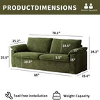 Dyonery 86 Cloud Loveseat-Sofa mit tiefer Sitzfläche und breiten Armlehnenkissen, stabilem Rahmen und atmungsaktivem ergonomischem Design