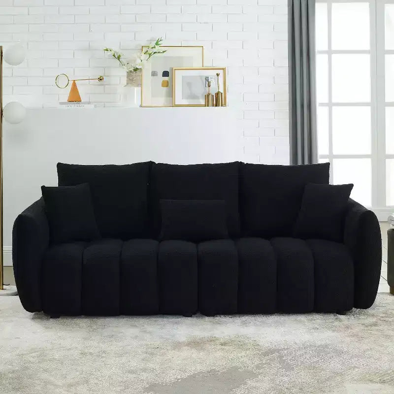 GDFStudio Alanna 79,5 modernes 3-Sitzer-Sofa mit Teddy-Stoffbezug und Kissen
