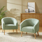 Nowoczesny fotel boucle Sheila 30 W z nogami z litego drewna, zestaw 2 szt., HULALA HOME