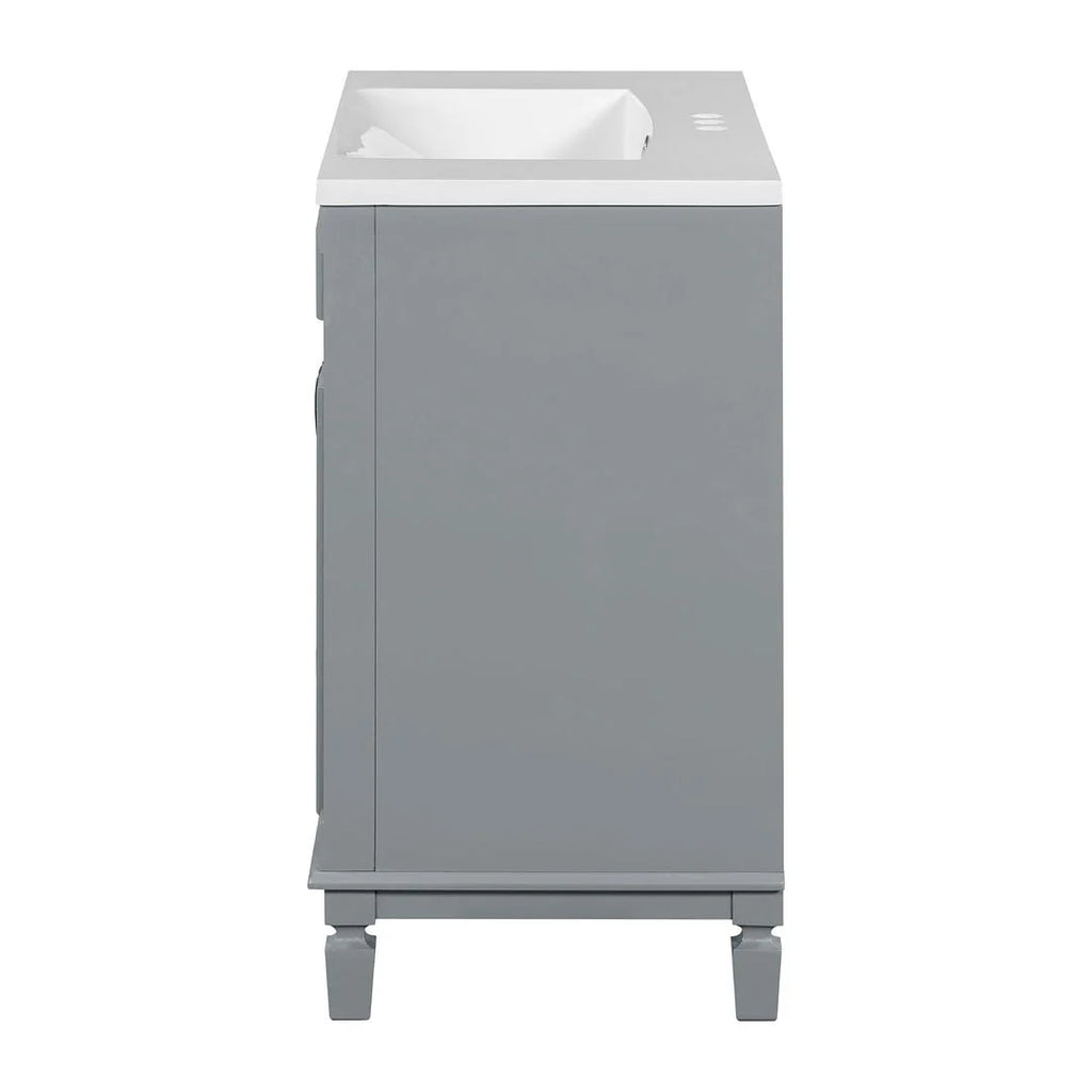 36-Zoll moderner Waschtischunterschrank mit Aufsatzwaschbecken und Spiegelschrank, 2 Türen und 2 Schubladen
