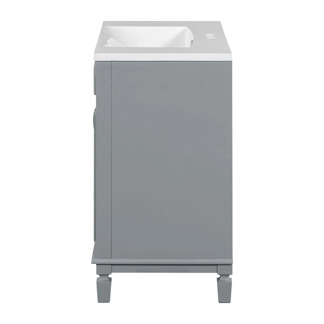 36-Zoll moderner Waschtischunterschrank mit Aufsatzwaschbecken und Spiegelschrank, 2 Türen und 2 Schubladen
