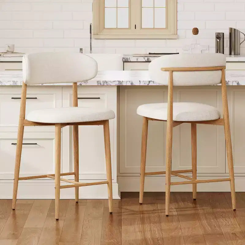 Tabouret de bar à hauteur de comptoir avec assise rembourrée et pieds en métal, chaise moderne de 26,3 pouces pour îlot de cuisine