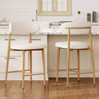 Tabouret de bar à hauteur de comptoir avec assise rembourrée et pieds en métal, chaise moderne de 26,3 pouces pour îlot de cuisine