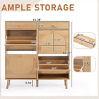 Sapateiro Karl Home com painel de rotim, 2 gavetas e 4 gavetas basculantes, em aglomerado de madeira, 41.34 W