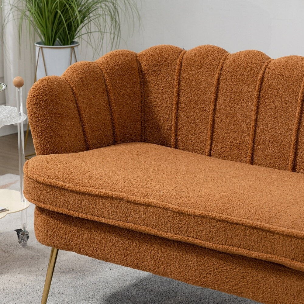 Kleines Mini-Sofa für zwei Personen mit goldenem Metallbein – 2 Sitzplätze