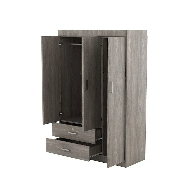 Guarda-roupa com 3 portas e 2 gavetas