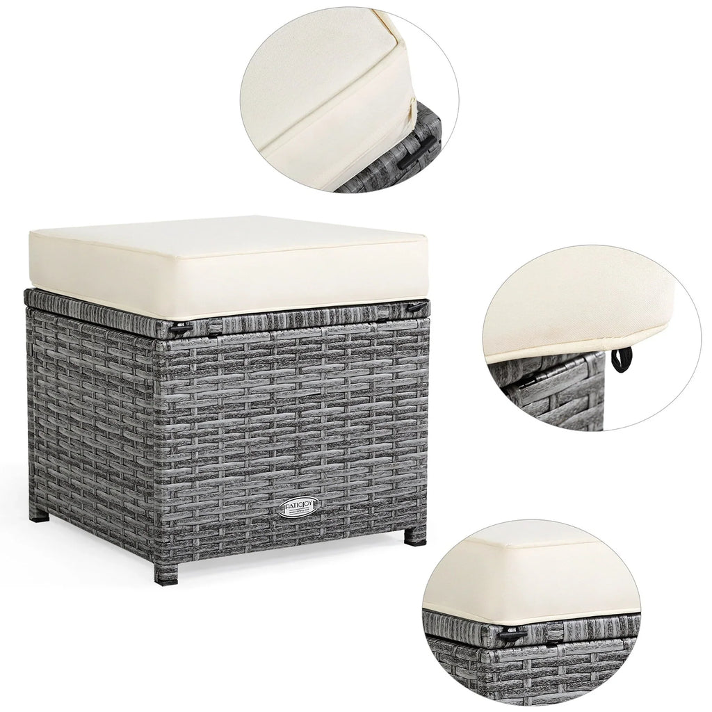 Costway 7-teiliges Dining-Set aus Polyrattan für die Terrasse mit Ecksofa, Couch und Hocker – Details anzeigen