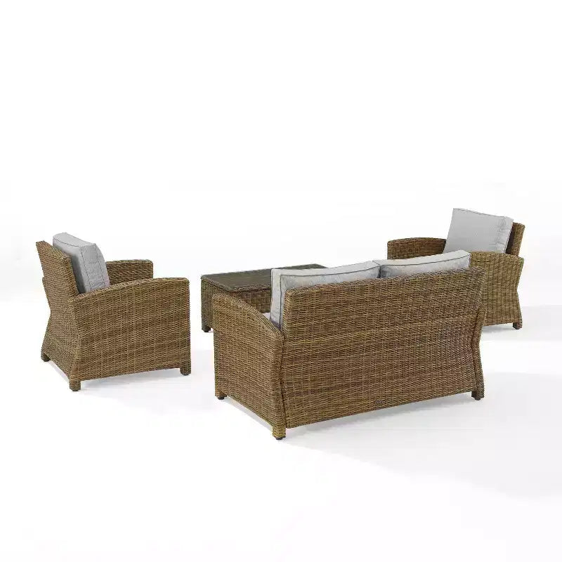 Conjunto de conversação de exterior em vime com 4 peças Bradenton - Crosley