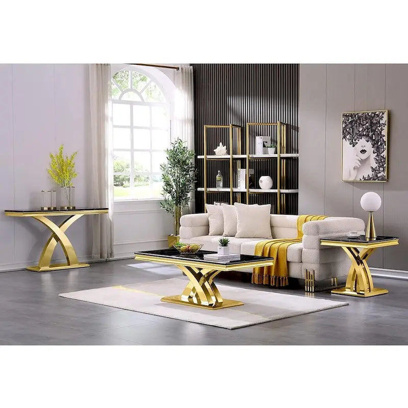 Moderne salontafel van 122 cm, rechthoekige salontafel met X-vormige voet voor de woonkamer
