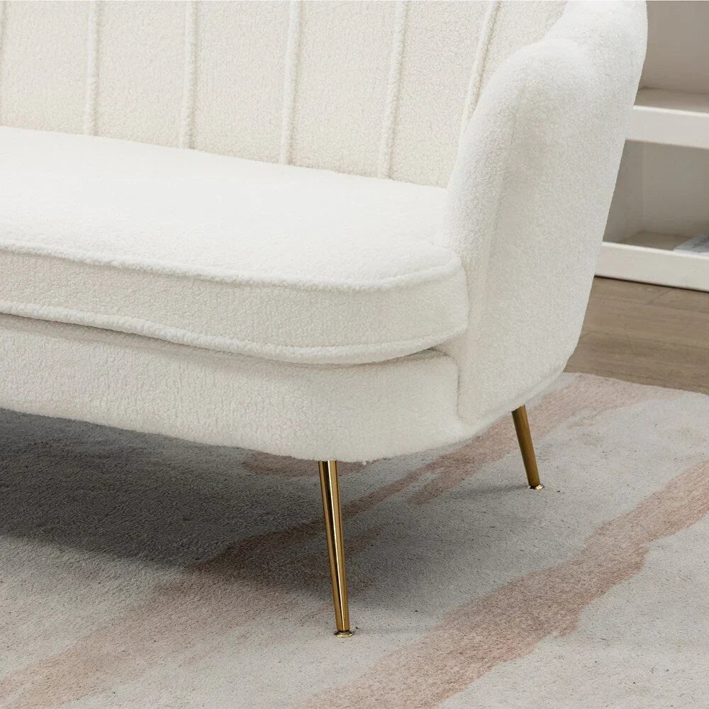 Kleines Mini-Sofa für zwei Personen mit goldenem Metallbein – 2 Sitzplätze