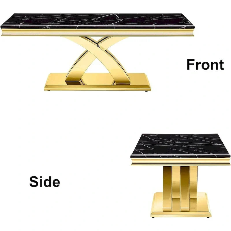 Moderne salontafel van 122 cm, rechthoekige salontafel met X-vormige voet voor de woonkamer