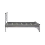 Estrutura de cama de tamanho casal Plank+Beam estilo quinta, com cabeceira, cama de plataforma em madeira maciça