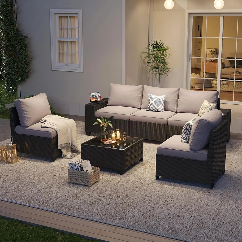 Ensemble de mobilier de terrasse extérieur avec coussins épaissis de 10 cm