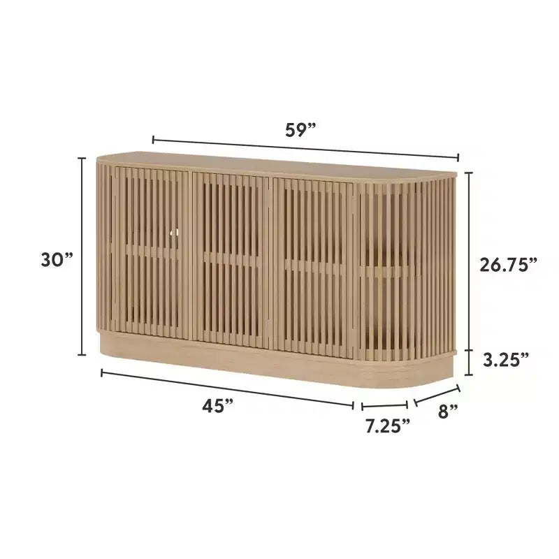 Credenza Plank+Beam Contour in legno massello con 3 ante, mobile TV da 59 pollici per il soggiorno