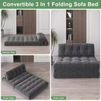 Divano letto futon pieghevole in velluto a coste, poltrona letto trasformabile da pavimento con cuscino e supporto per la schiena