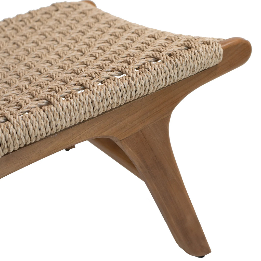 Poltrona lounge rustica in teak con intreccio - da esterno