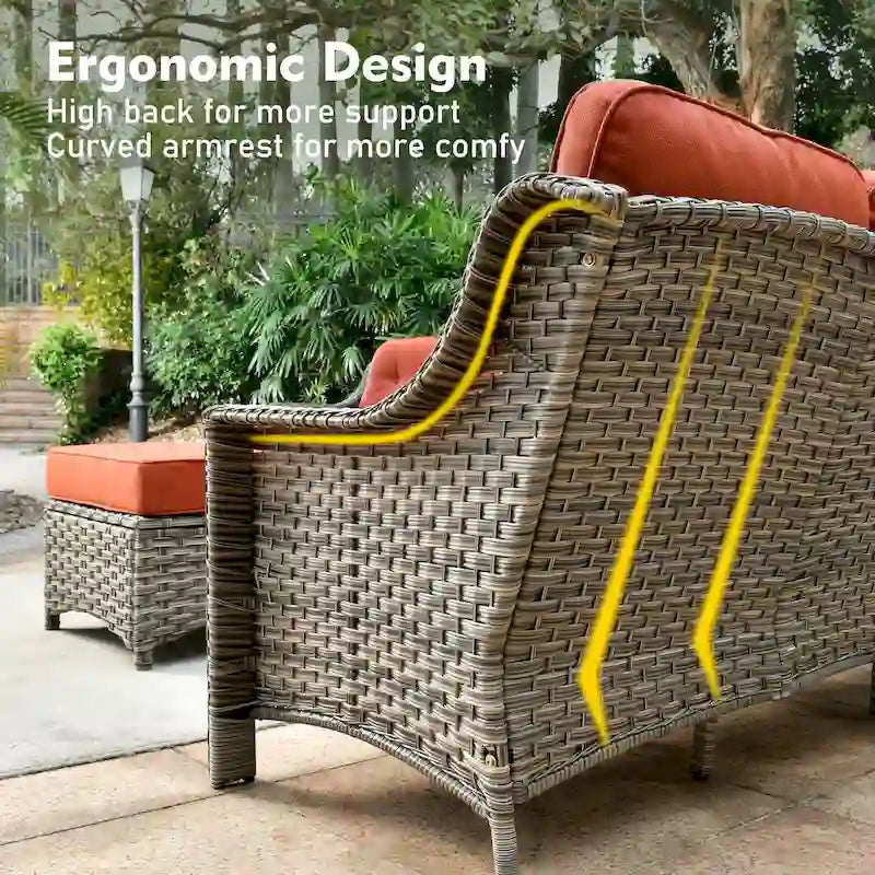 Ensemble de conversation de mobilier de patio extérieur XIZZI en 9 pièces avec fauteuil pivotant