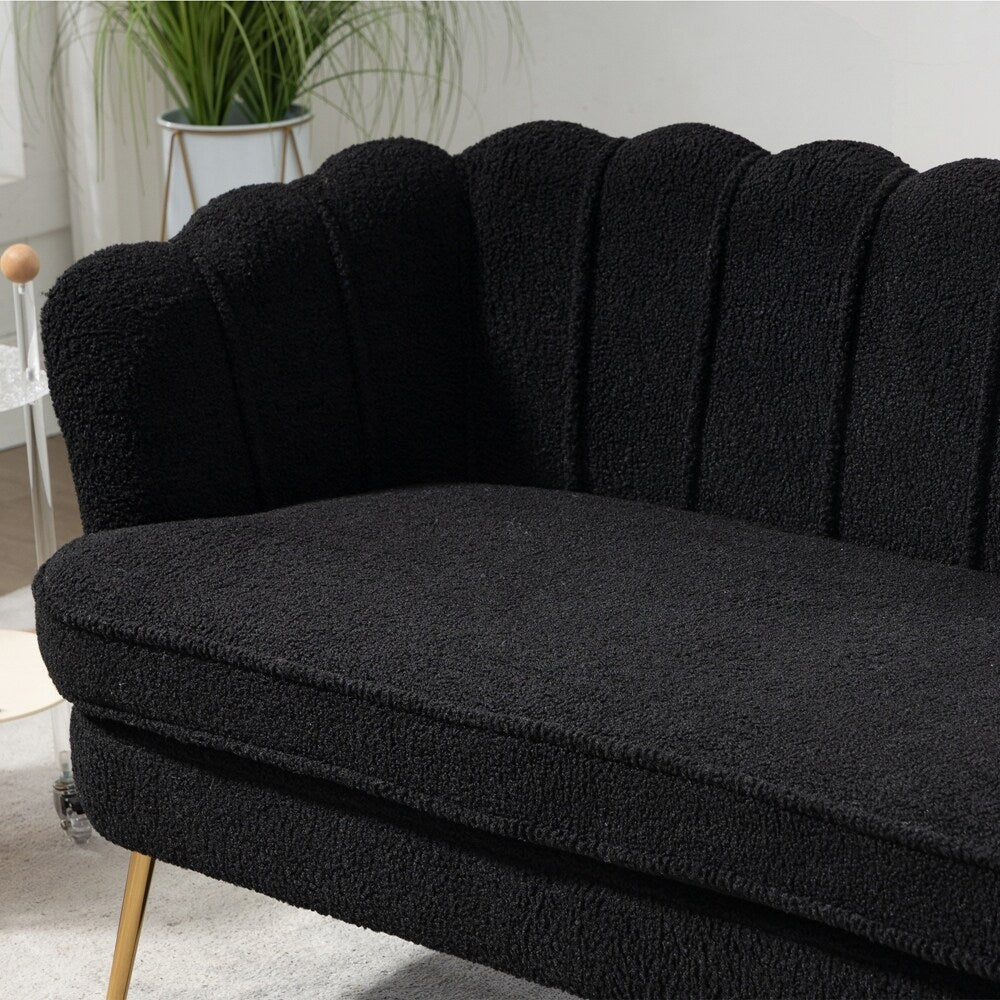 Kleines Mini-Sofa für zwei Personen mit goldenem Metallbein – 2 Sitzplätze
