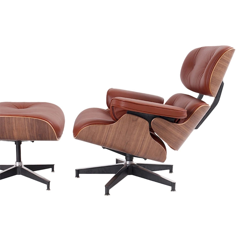 Moderner Ledersessel im Mid-Century-Stil, Relaxsessel mit Armlehnen und Liegefunktion