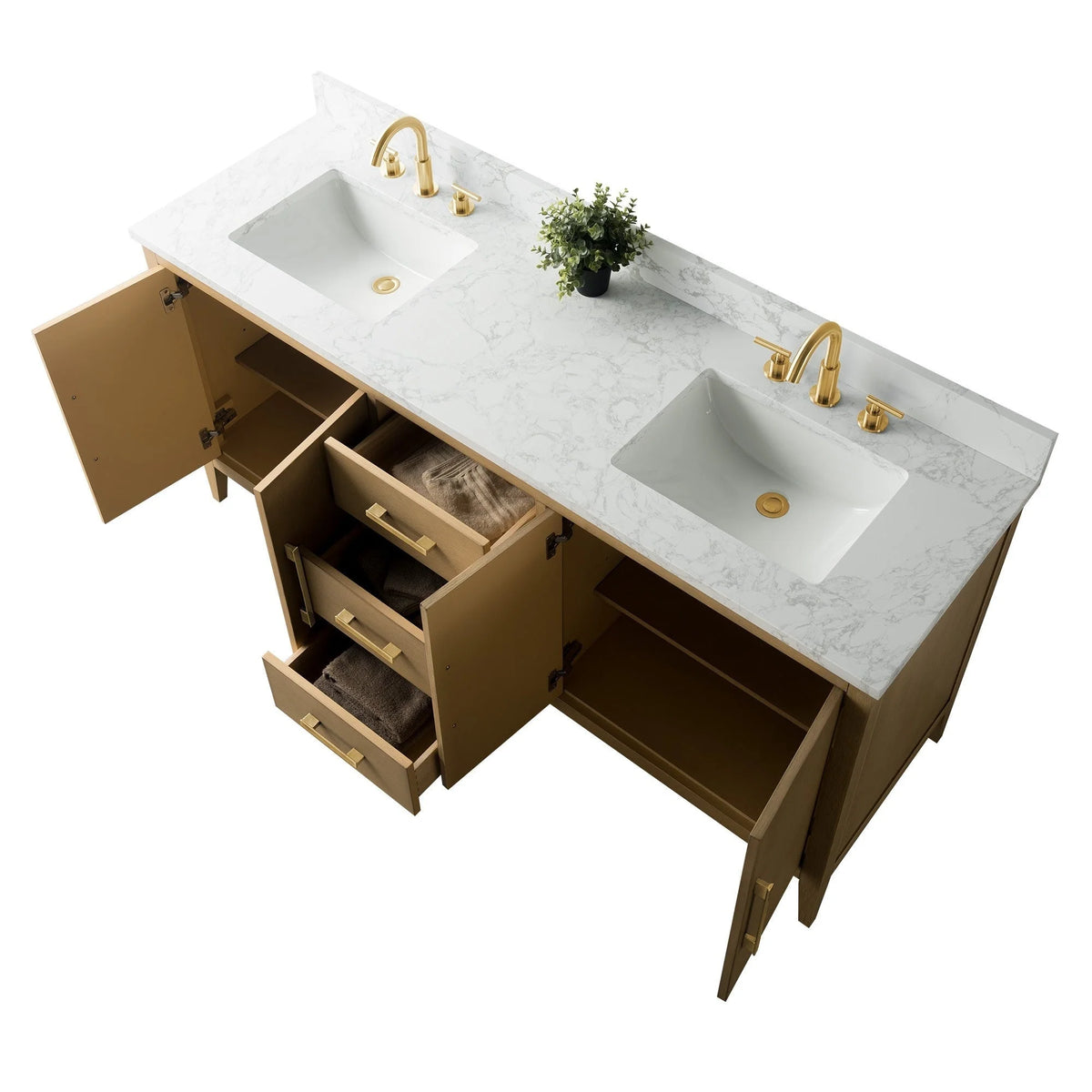 Mobile bagno Vanity Art 72 con doppio lavabo e piano in marmo composito