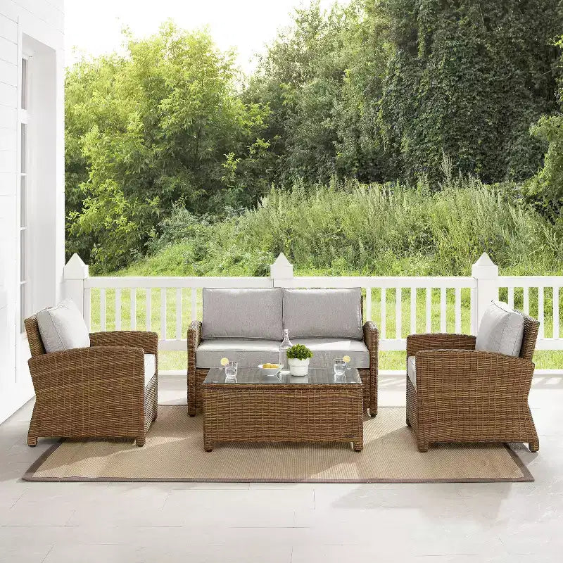 Conjunto de conversação de exterior em vime com 4 peças Bradenton - Crosley