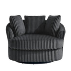 Fauteuil pivotant tonneau surdimensionné de 43 W en velours côtelé moelleux avec accoudoirs encastrés
