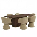 Conjunto de jantar moderno de madeira e metal Christopher Knight Home Yodsak com 7 peças e cadeiras giratórias a 180