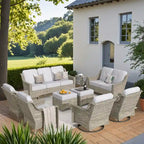 Ensemble de conversation de mobilier de patio extérieur XIZZI en 9 pièces avec fauteuil pivotant