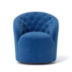 SEYNAR Modern Velvet Upholstered 360 Degree Swivel Barrel Chair with Button Tufted Back Set of 2