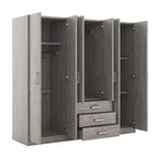 Roupeiro de madeira com 6 portas e gavetas para quarto