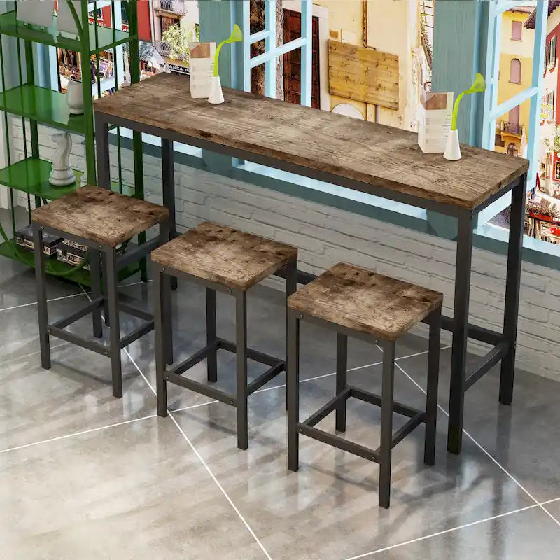 Bistrotisch-Set mit 3 Hockern