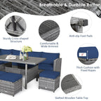 Costway 7-teiliges Dining-Set aus Polyrattan für die Terrasse mit Ecksofa, Couch und Hocker – Details anzeigen
