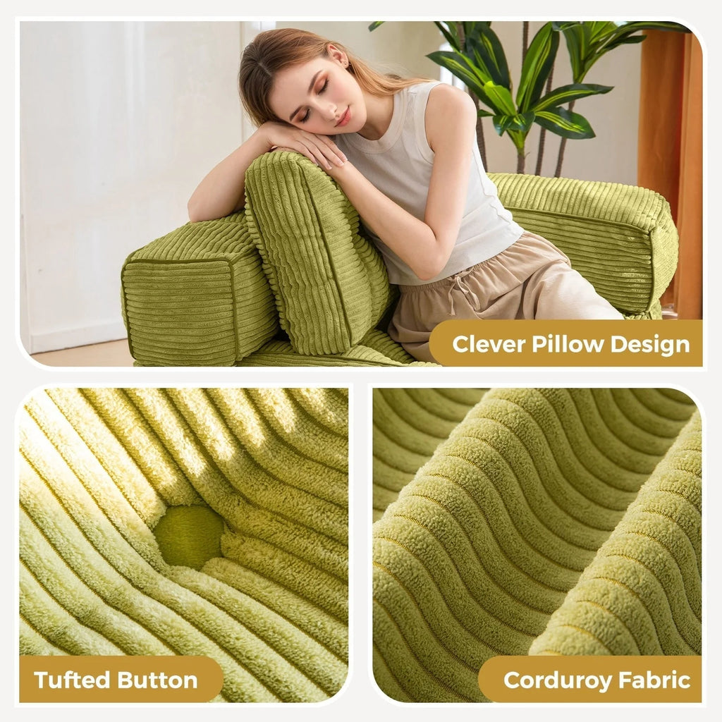 Składana sofa z funkcją spania, narożna sofa podłogowa w kształcie litery L