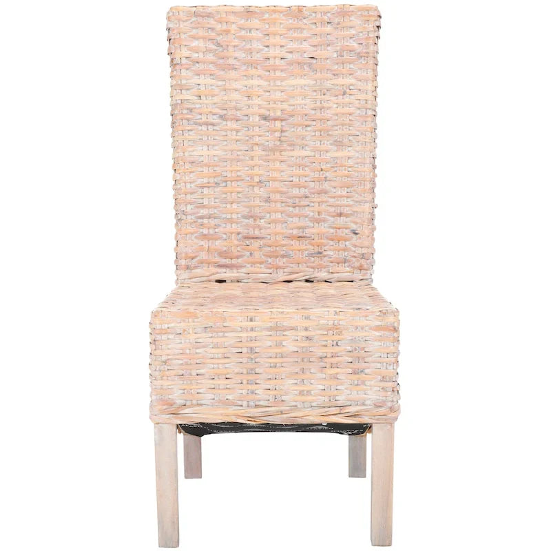 Conjunto de 2 cadeiras de jantar em vime natural 19W x 22D x 41H, estilo boho costeiro